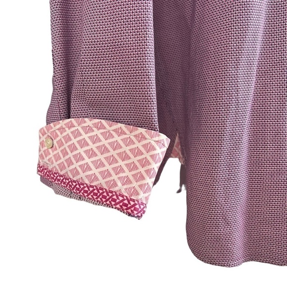 Ted Baker Mens Button Down Dress Shirt Pink Purple Contrast Cuffs Size 16 - Picture 7 of 10